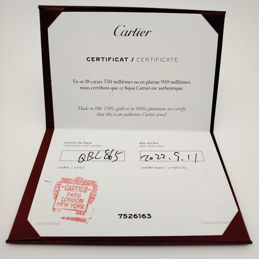 Authentic Cartier Guarantee Certificate Juste Un Clou(Pre-owned / Filled Out) – Per Piece