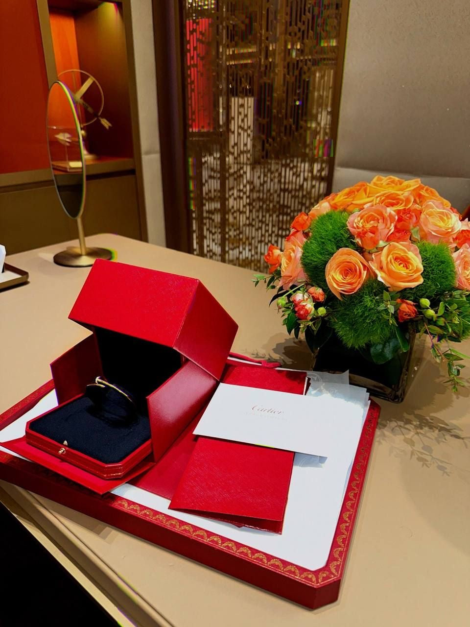 Cartier Presentation Display Tray Red Wood Large Size 39 × 26 cm Ref. AVB00020