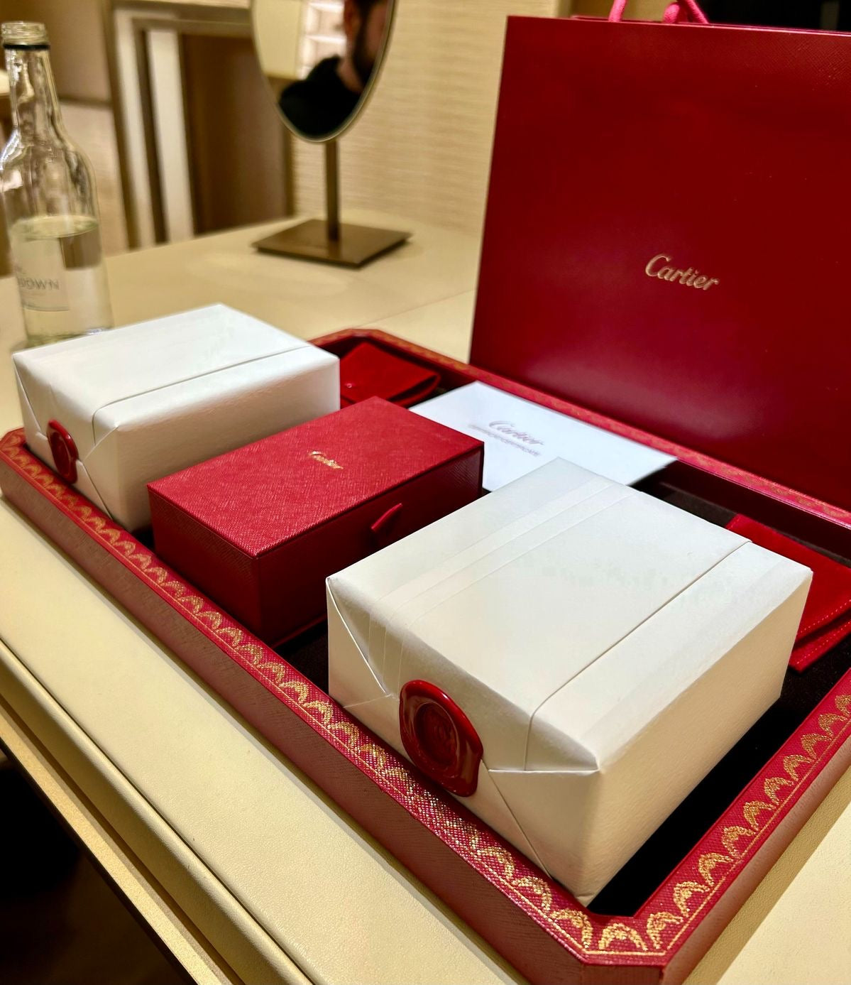Cartier Presentation Display Tray Red Wood Large Size 39 × 26 cm Ref. AVB00020