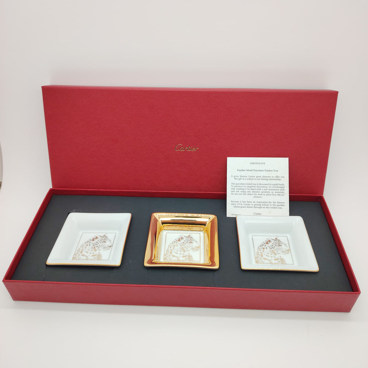 Cartier Mini Panther Trinket Tray Set of 3 – Made in France – CRM00525 Brand New