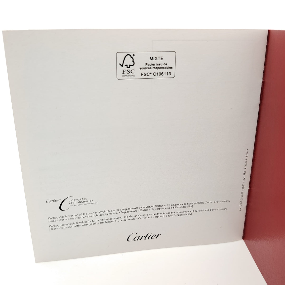 Authentic Cartier LOVE Bracelet (Thin Model) User Guide & Manual - Ref. CRLI000088