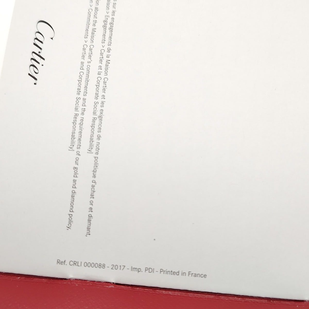 Authentic Cartier LOVE Bracelet (Thin Model) User Guide & Manual - Ref. CRLI000088