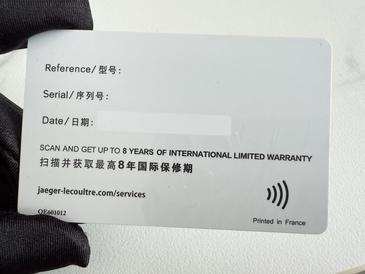 Authentic  Jaeger-LeCoultre  Warranty Certificate Card