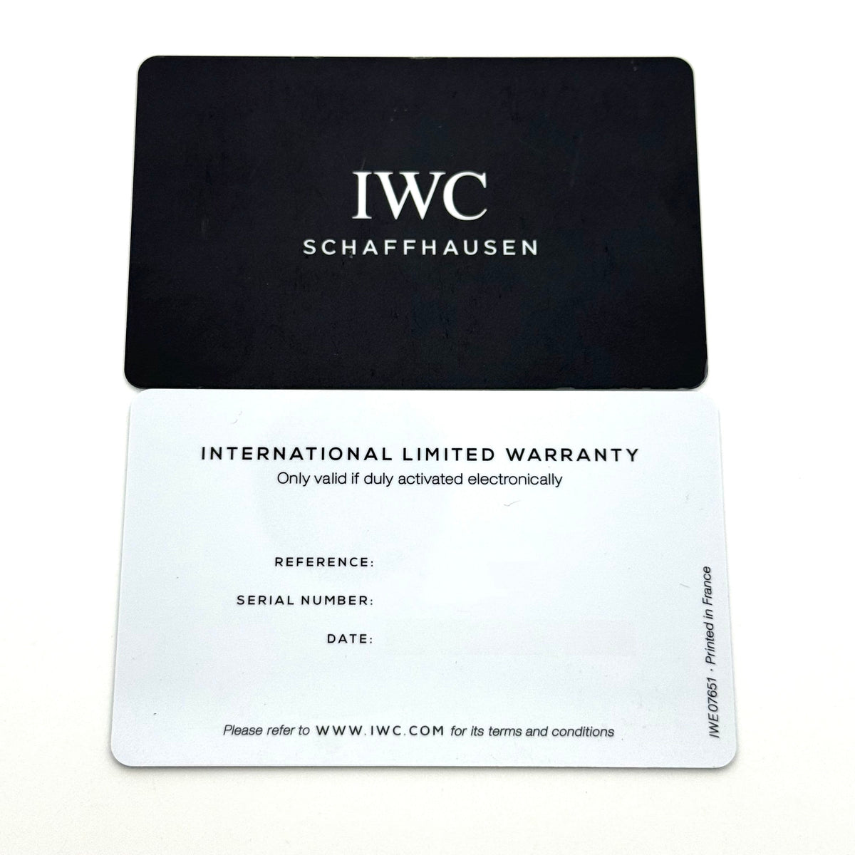 Authentic IWC Guarantee / Warranty Card (Brand New & Unused) – Custom Details & Free Printing