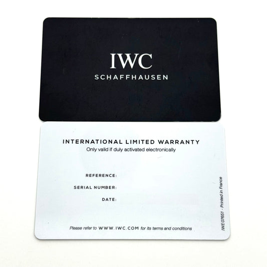 Authentic IWC Guarantee / Warranty Card (Brand New & Unused) – Custom Details & Free Printing