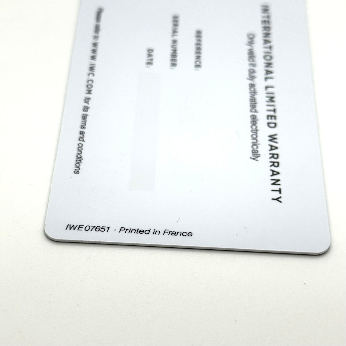 Authentic IWC Guarantee / Warranty Card (Brand New & Unused) – Custom Details & Free Printing