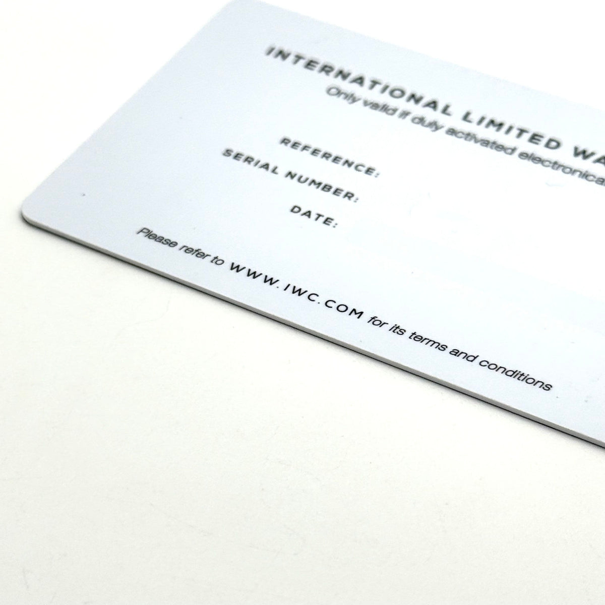 Authentic IWC Guarantee / Warranty Card (Brand New & Unused) – Custom Details & Free Printing