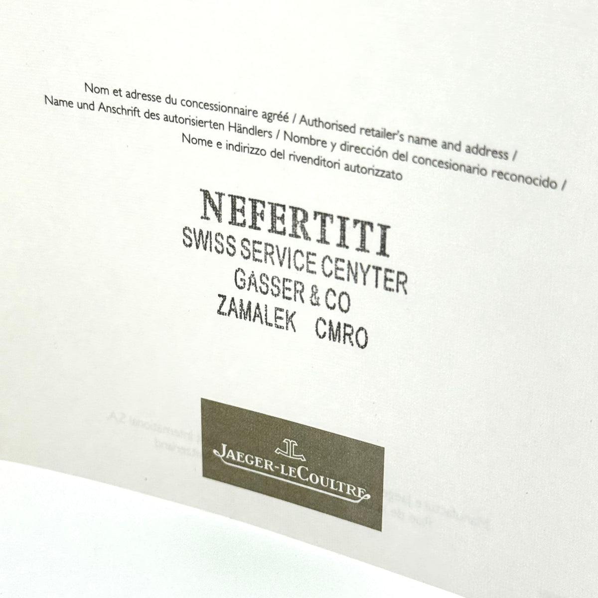 Authentic Vintage Jaeger-LeCoultre Watch Paper Warranty Certificate