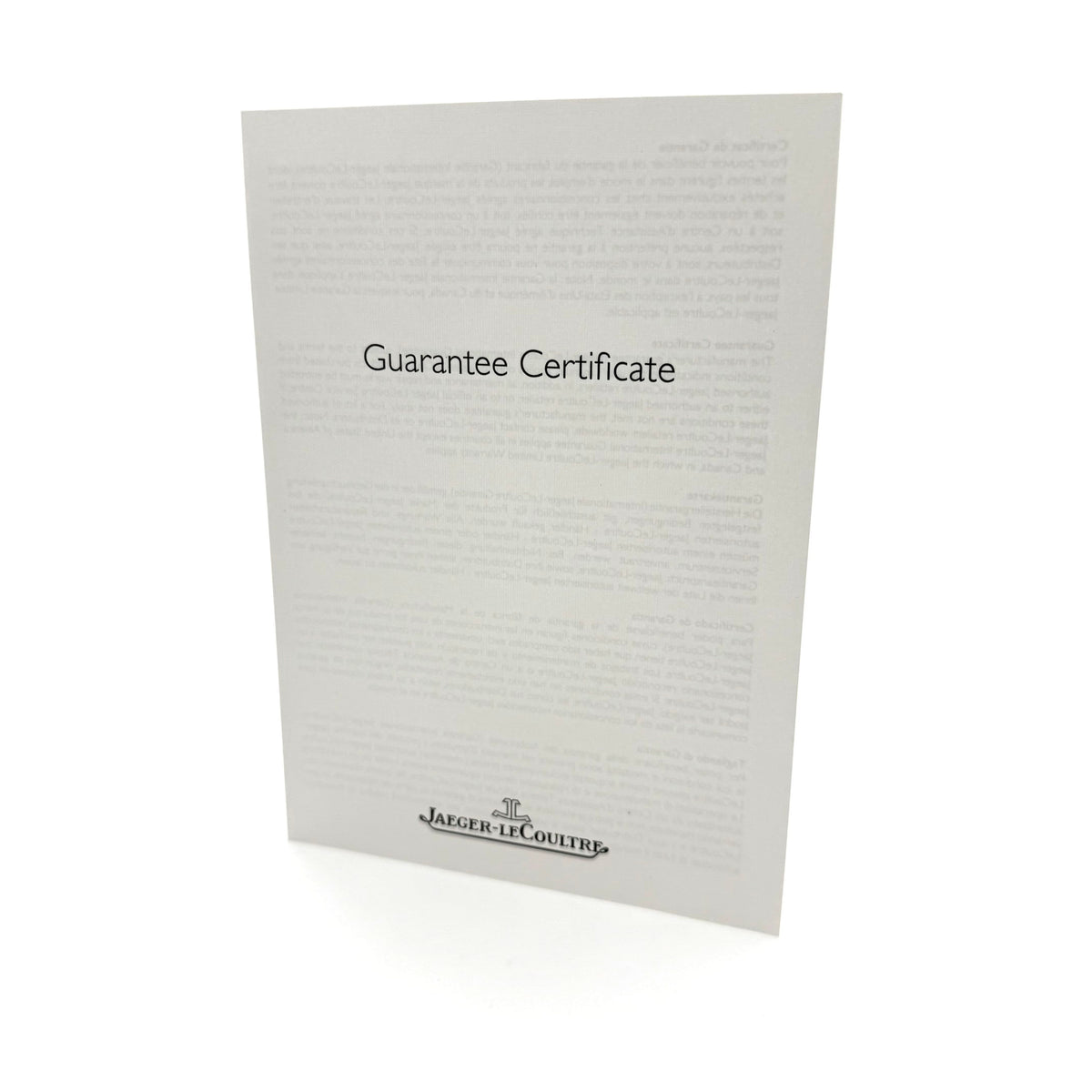 Authentic Vintage Jaeger-LeCoultre Watch Paper Warranty Certificate