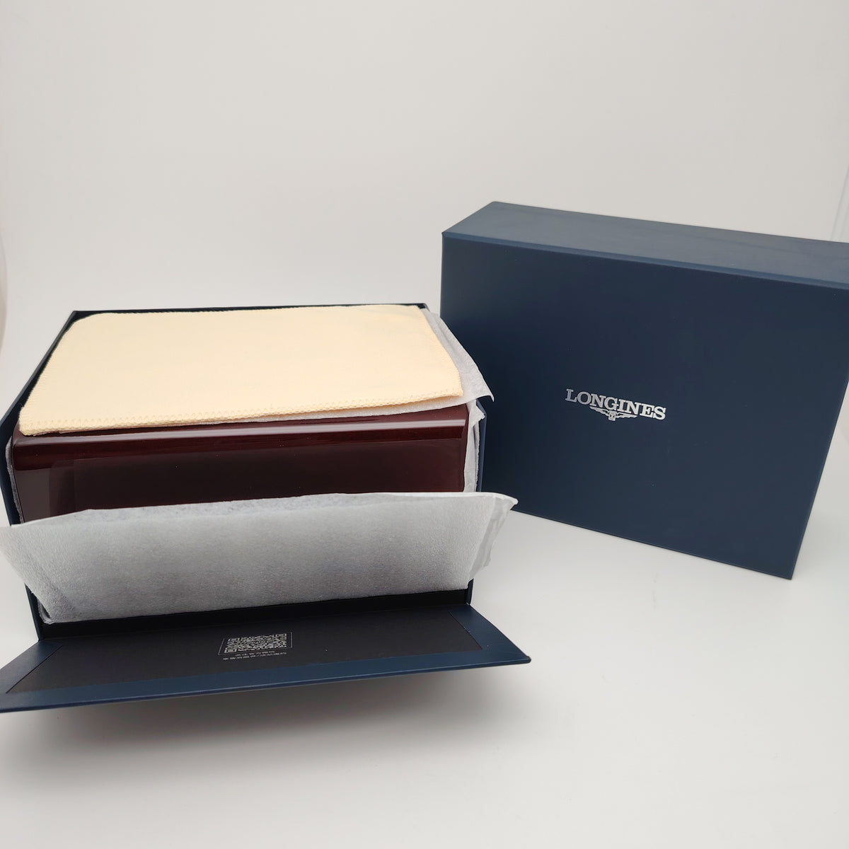 Genuine Original Longines Wooden Watch Box Case with Cleaning Cloth - 2025