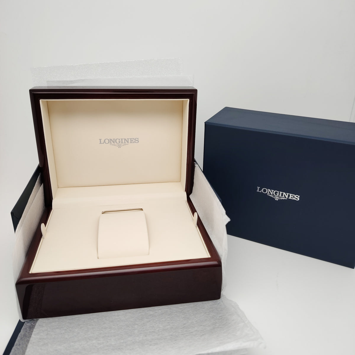 Genuine Original Longines Wooden Watch Box Case with Cleaning Cloth - 2025