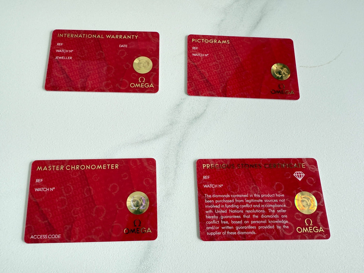 Authentic Omega Warranty Card & Chronometer Certificate Set (Blank / Customizable Print)