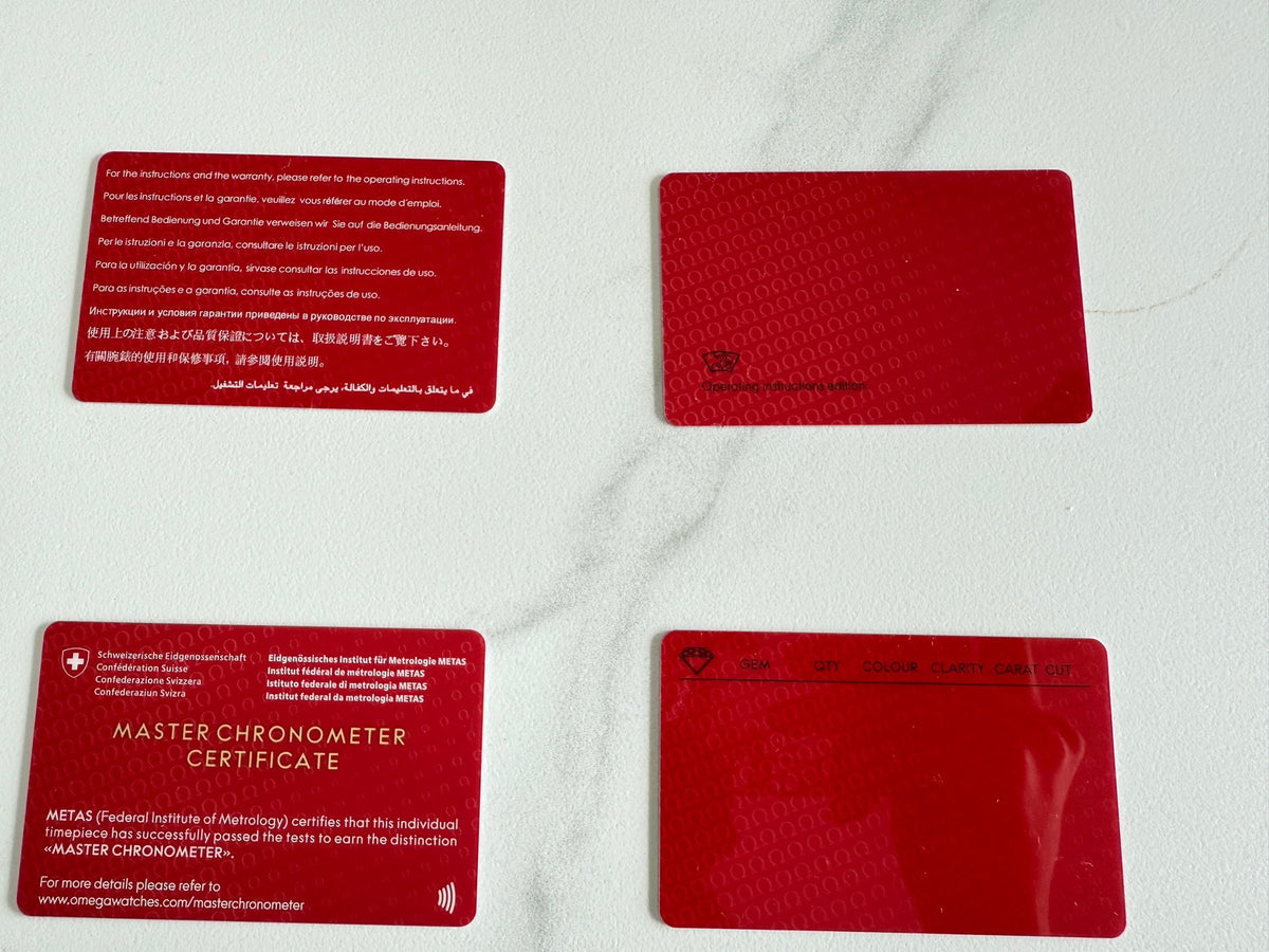 Authentic Omega Warranty Card & Chronometer Certificate Set (Blank / Customizable Print)