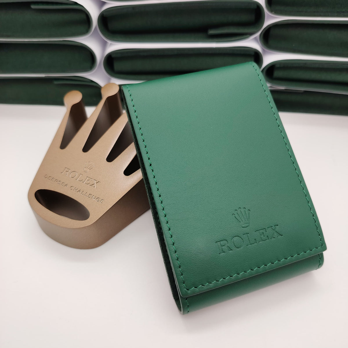 Rolex Green  Leather Watch Travel Pouch